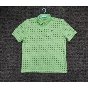 Under Armour Shirt Mens XL Green Geometric Pattern The Playoff Polo Stretch Golf
